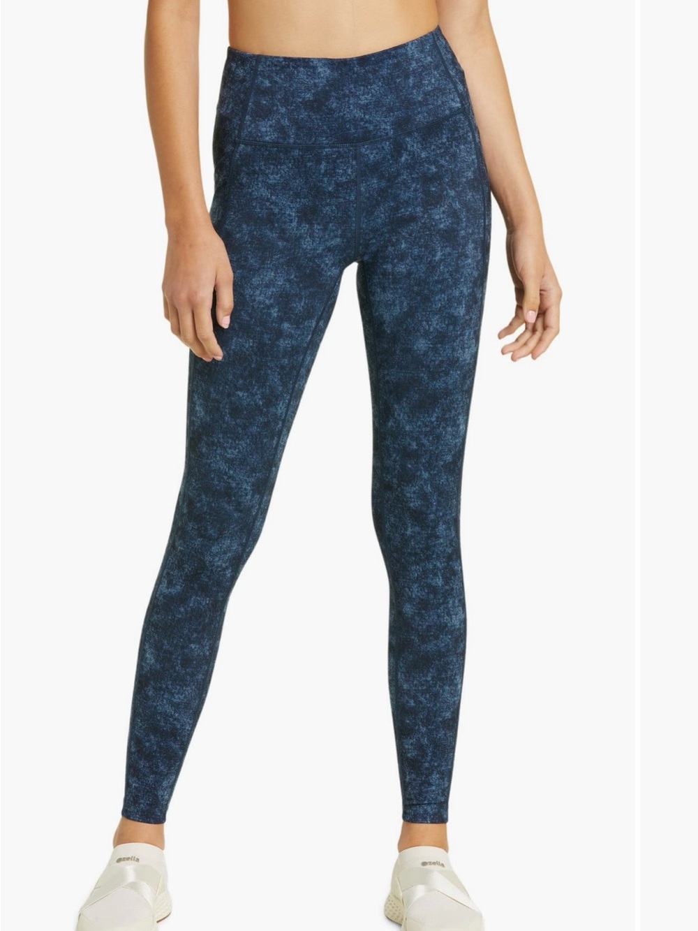 Zella Women’s Navy and Black Marble-Effect Leggings